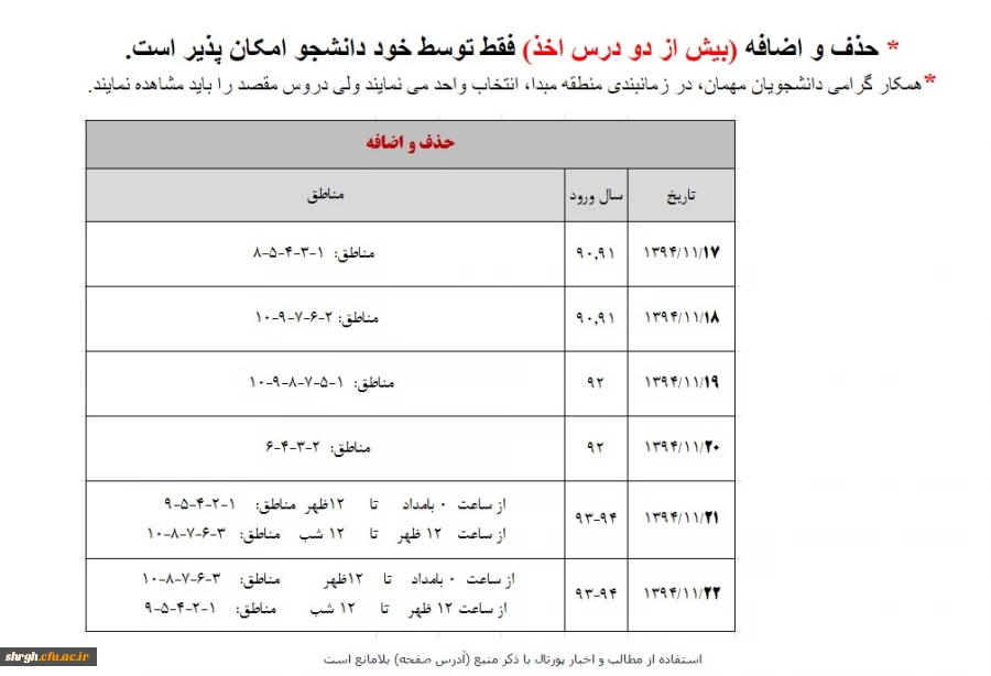 بنامه زمانبندی انتخاب واحد